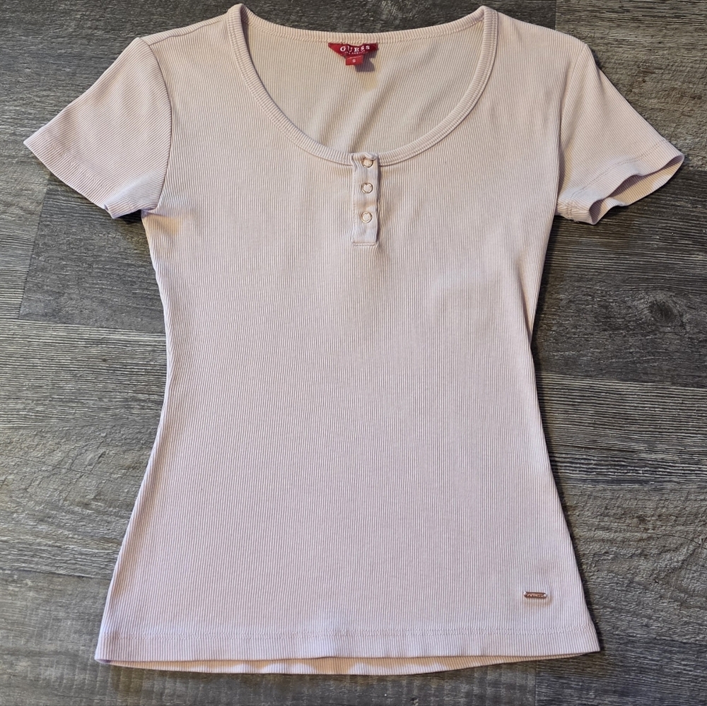 Guess Light Pink Short Sleeve Henley